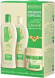 Kit Promocional Bio Extratus Cachos (Shampoo e Condicionador 500ml) Presente espcial Banho de Creme 230g