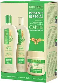 Kit Promocional Bio Extratus Cachos (Shampoo e Condicionador 500ml) Presente espcial Banho de Creme 230g