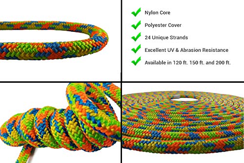 Pelican Rope Tree Viper 24 Strand Arborist Tree Climbing Rope Double-Ply Braid with Polyester Cover and Nylon Inner Core Diameter: 11.8 mm. MBS: 28 kN. 120 ft. with 1\" Sewn Eye - Thumbnail 6