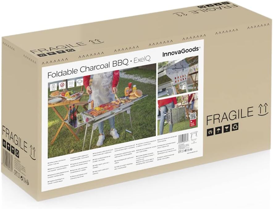 InnovaGoods® Barbecue ExelQ, Barbecue in carbonio portatile, barbecue portatile, facile e comodo da trasportare, ideale per risparmiare spazio, in acciaio inox InnovaGoods® Barbecue ExelQ, Barbecue in carbonio portatile, barbecue portatile, facile e comodo da trasportare, ideale per risparmiare spazio, in acciaio inox
