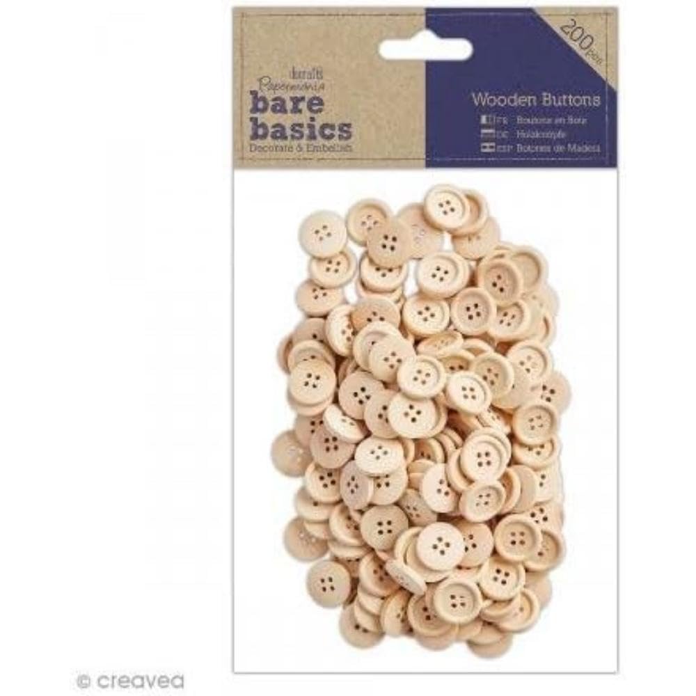 Bare Basics Wooden Buttons, Natural, One Size