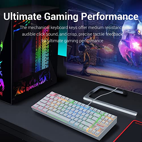 Redragon K552 Mechanical Gaming Keyboard Rgb Led Backlit Wired With Anti-Dust Proof Switches For Windows Pc (White, 87 Key Brown Switches) #TOP1