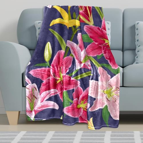 Couverture polaire haut de gamme fleurs roses jeté de lit microfibre