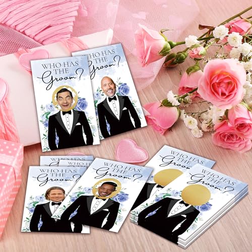 Who Has The Groom Bridal Shower Games, 41 Pcs Blue Floral Scratch Off Cards, Funny Party Game Favor Decor, Engagement Party Ideas Activities, 3.5"x 2.1" by AWSICE - Used condition - Image 4