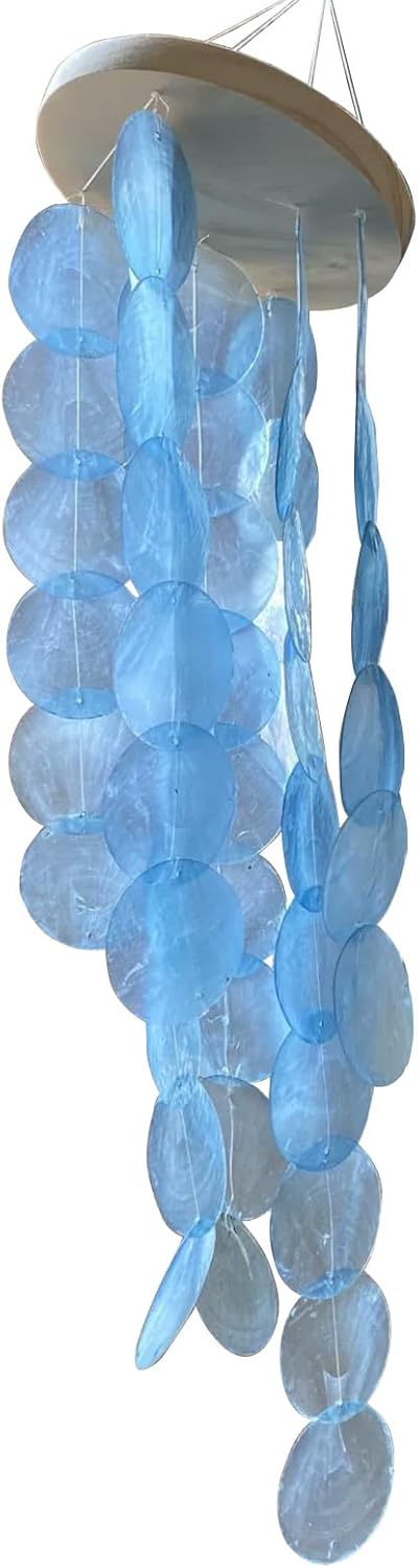 ハンドメイドカラーカピス貝殻風鈴 沿岸タイプ装飾 屋内外用 ガーデンデコレーション