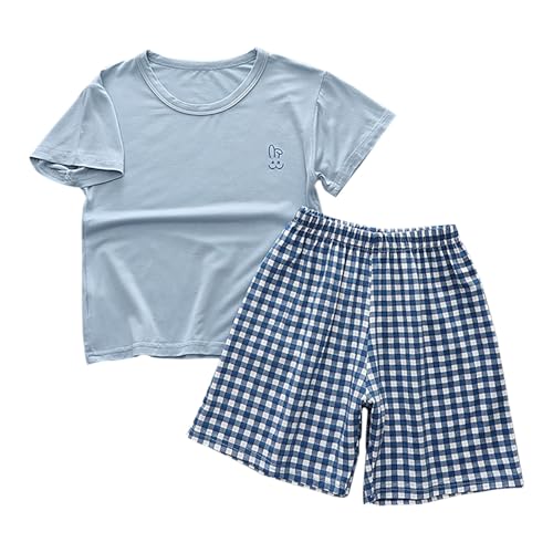 Boys Girls Modal 𝐏ajamas 2 Piece Short Sleeve Cotton 𝐏a𝐣ama Set for Teen Kids Soft Loung𝐞wear Loose Summer Outfits