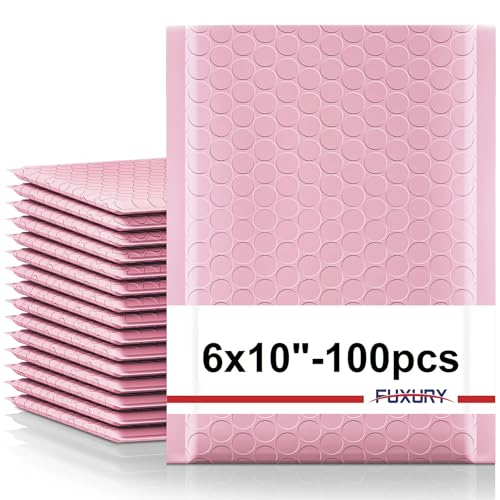 Fuxury Bubble Mailers 6x10" 100 Pack Light Pink Padded Envelopes Usable Size 6x9" Self Seal Mailing Envelopes Bubble Padded Shipping Bags for Mailing,Packaging, Small Business, Boutique, Bulk #0 by Fuxury - Used condition - US$22.65