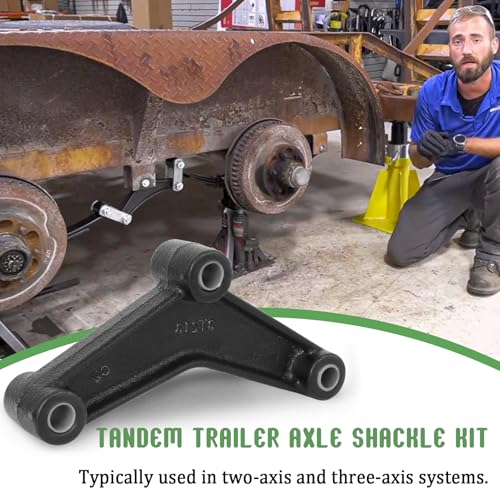 Image of Trailer Shackle Kit 7-3 /4 inch 256L with Equalizer for Tandem Axle, Fits 3,500-5,200 lbs Axles, Heavy Duty Leaf Spring Suspension Kit with Bolts, Bushings & Lock Nuts for Utility Boat RV Trailer