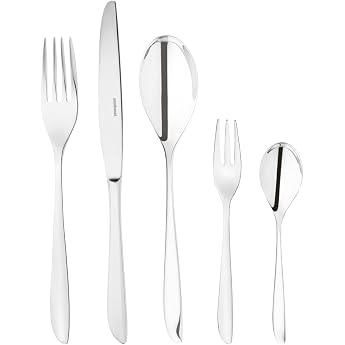 Sambonet Leaf 52163-G6 18/10 Stainless Steel Crockery Set for 6 People, 30 Pieces: 6 Forks, 6 Spoons, 6 Knives, 6 Teaspoons, 