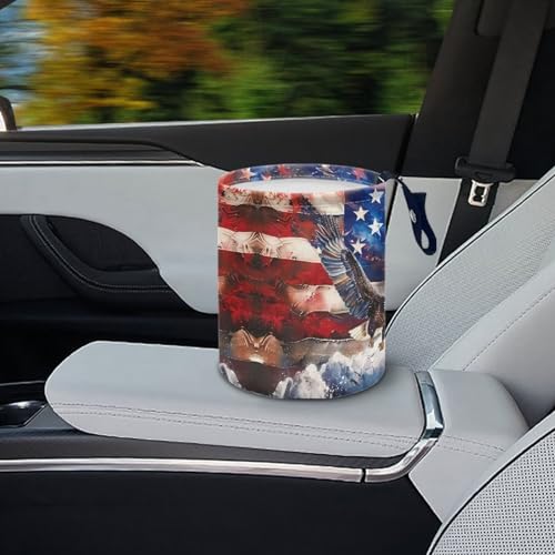 Image of Eagle with American Flag Car Trash Can Reusable Foldable Hanging Portable Dustbin Bin Waste Basket Collapsible Car Accessories Interior for Car SUV Trucks Universal
