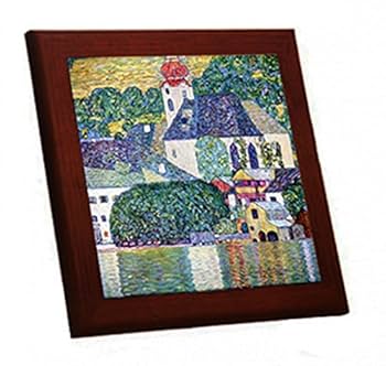 クリムト、ウンターアッハの教会、希少画集画、新品高級額、額装付、状態良好 クリムト、ウンターアッハの教会、希少画集画、新品高級額、額装