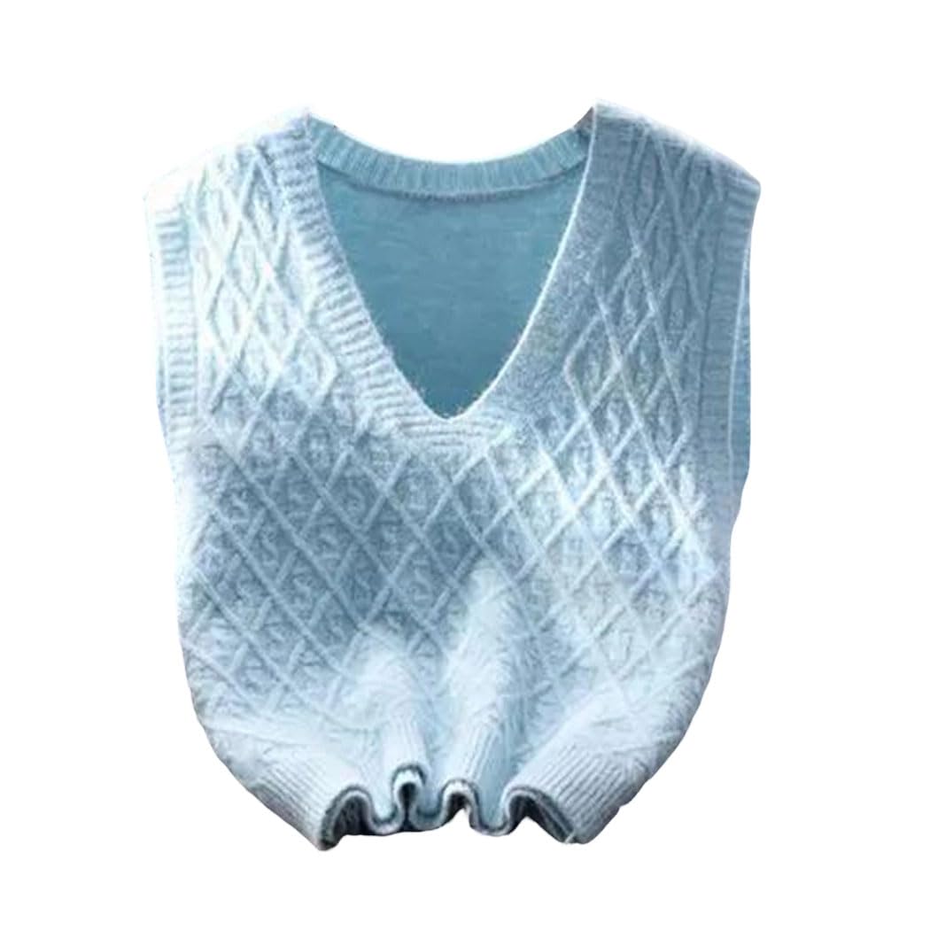 Womens Cropped Knit Vest Short V-Neck Pullover Casual Soft Light Layering Sweater Top