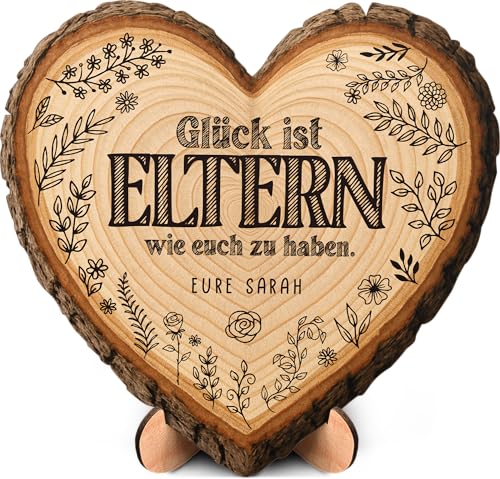 Mama & Papa Geschenk - Baumscheibe - personalisiertes Geschenk in Herzform Mama & Papa Weihnachtsdeko personalisierte Geschenke Eltern Geschenk Eltern Geschenke für Eltern Mama und Papa