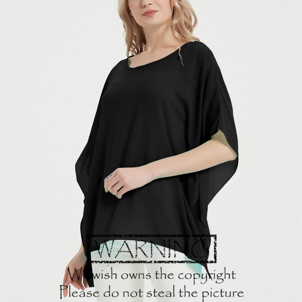 Women's Bohemian Floral Print Sheer Chiffon Blouse Batwing Shirts Tops Short-Sleeve Shirts - Image 5