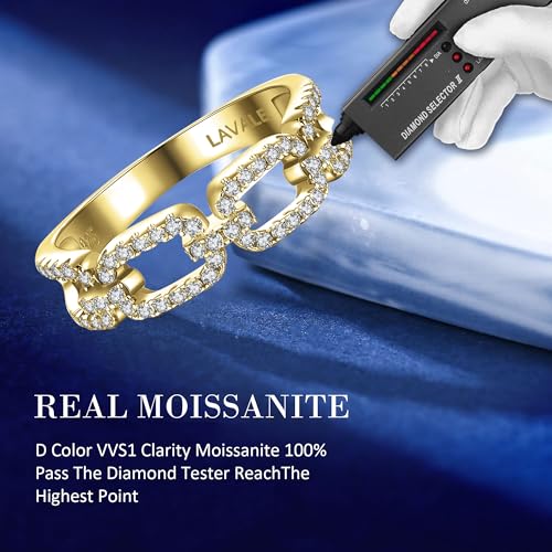 LAVALE Moissanite Wedding Band for Women,Twist Link D Color VVS1 Lab Created Diamond Rings,Half Eternity Stackable Band Ring,S925 Sterling Silver Chain Link Ring - Image 4