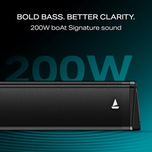 Image of Boat Aavante 2.1 2000D, Dolby Audio, 200W Signature Sound, 2.1CH Wired Subwoofer,Multiple Ports & EQ Modes, Bluetooth Sound bar, Home Theatre Soundbar Speaker (Premium Black)
