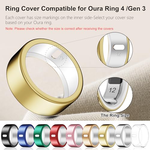 Image of Cover Compatible for Oura Ring 4 /Gen 3 Heritage /Horizon,Scratch Resistant | Charging Directly,Durable TPU Tight Elastic Ring Finger Sleeve for Workout Gym Sleeping Daily Women Men-10 Packs-Size 12