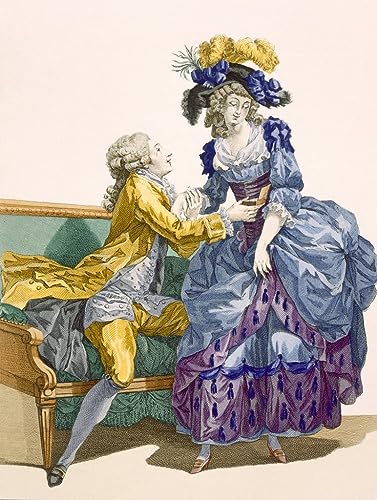 SibeG Modernos Mural Impresiones Arte Famoso Señorita en vestido púrpura y eléctrico con supretendiente de Francois Louis Joseph Watteau para Decoración de Paredes 60x90cm