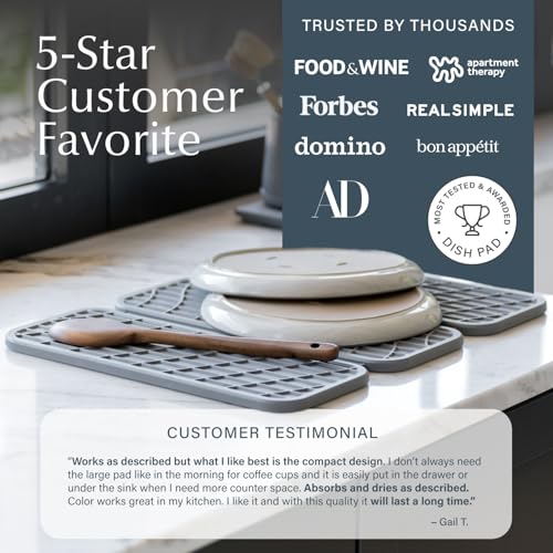 Dorai Home Dish Pad – Quick-Dry Diatomite Stone Drying Mat for Kitchen Counter, 19.9" x 15.2" x 0.52", Sandstone - Image 3