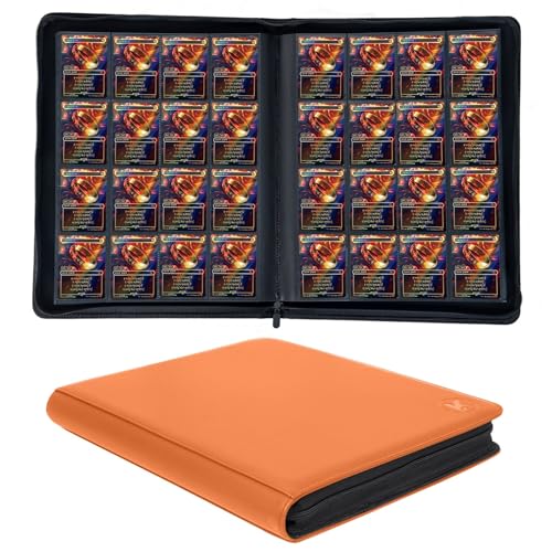 Image of 1000+ Pockets Trading Card Binder, 16-Pocket Card Ablum Compatible with MTG,Sports Cards & Other Standard Size Trading Cards (Orange)