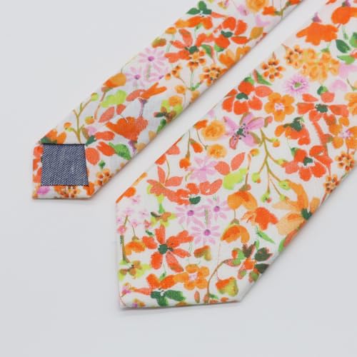 Image of Luckyvestir Mens Tie, Floral Neck Tie, Skinny Ties for Men 2.56'', Flower Printed Cotton Neck tie for Wedding Business Groom
