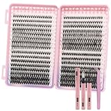 VEGCOO 640 Pezzi Ciglia Finte Extension Ciglia, 30D-40D-50D-60D Curl Ciglia Finte Ciuffetti, 8-16mm Kit di Extension per Ciglia, DIY Eyelash Extension per Ragazze e Donne Principianti