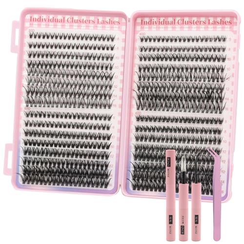 VEGCOO 640 Pezzi Ciglia Finte Extension Ciglia, 30D-40D-50D-60D Curl Ciglia Finte Ciuffetti, 8-16mm Kit di Extension per Ciglia, DIY Eyelash Extension per Ragazze e Donne Principianti