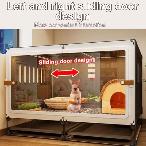 Jaula de conejo y corralito de juegos para animales pequeños, hábitat interior para conejos y cobayas