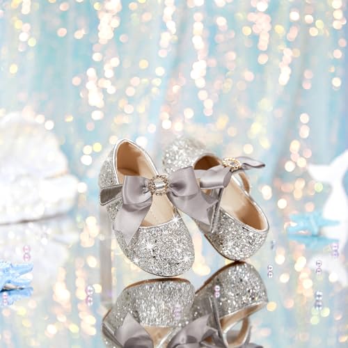 Image of PHIRAMIN Toddler Flower Girl Dress Shoes - Little Girl Mary Janes Flats Wedding