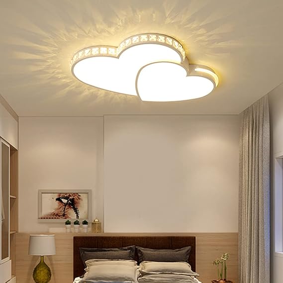 SAIVITT Led-plafondlamp, wit, slaapkamer, dimbaar, warmwit/koudwit, modern, woonkamer, kristallen lamp met afstandsbediening, diameter 52 x 40 x 6 cm, voor kantoor en jongens, meisjes, decoratieve lamp photo 2