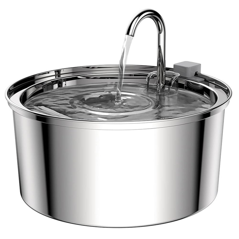 Fontaine d'eau de compagnie acier inoxydable 3.2L automatique pour chat et chien avec capteur