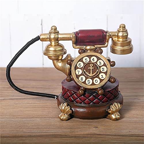 WangXLDD Dekorativa telefoner retro telefon, gammaldags telefon fast telefon, klassisk skrivbordstelefon för kontorsdekoration, present, för hotell, kafé, kontor, hem (röd)