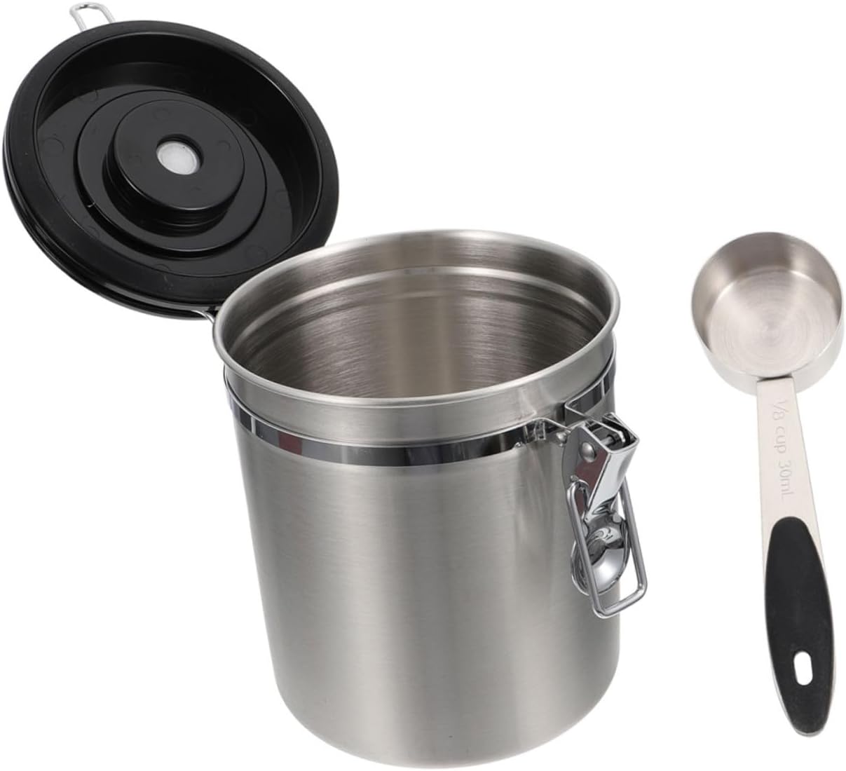Toyvian Cat and Dog Food Storage Container 1.8l Airtight Sealed Stainless Steel Jar with Steel Scoop for Pet Food and Snacks Pantry Organization