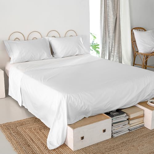 Drap plat blanc 260x270 cm pour lit de 180 ou 200 cm Basic Sabana - 2