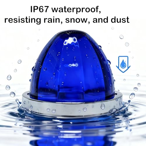 Image of Watermelon Lights, Clear Lens LED Side Marker Turn Signal Lights, Watermelon-Shaped Side Marker Tail Top Cap Roof Lights for Trailer Truck Semi-trailer Heavy-duty Truck (2, Blue)