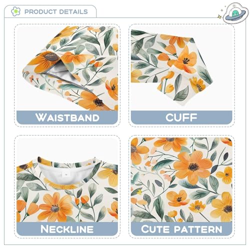 JUNZAN Cute Summer Orange Flowers Little Kids Sweatshirt Hoodie Fleece Fall Tops Shirts Party 4T3