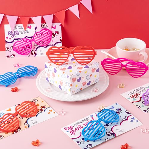 JOYIN 32 Packs Valentines Day Shade Glasses with Gift Cards Heart Shaped Shutter Heart Glasses Valentines Day Accessories for Kids Party Favor Classroom Exchange Prize Supplies by JOYIN - Image 5