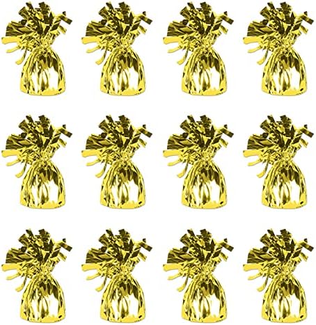 Beistle 12 Piece Metallic Yellow Balloon Weights For Birthday Party Decoration Baby Shower Wedding Table Centerpiece, 6 Ounces