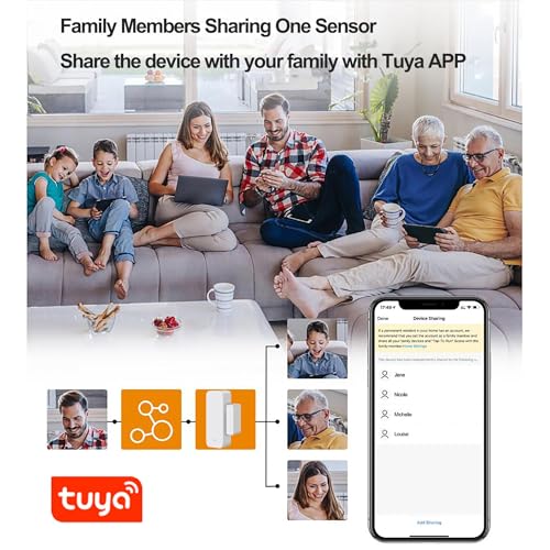 Image of 1 Pack WiFi Door Sensor, Tuya Smart Door Window Sensor,Wireless Window Sensor Real-time Alarm Compatible with Alexa Google Assistant,Home Security Door Open Contact Sensor for Business Burglar Alert