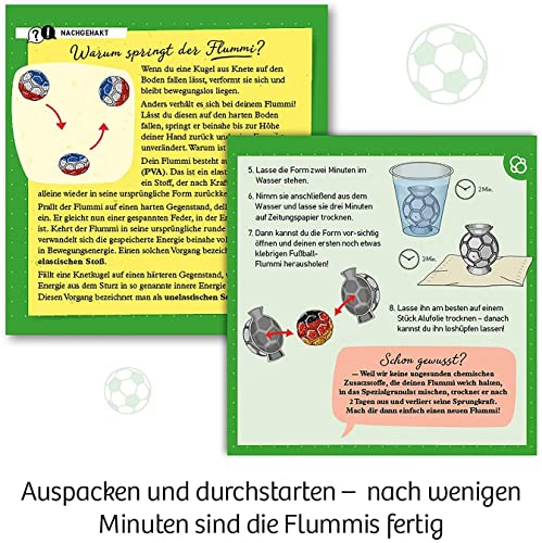KOSMOS 657741 Fußball-Flummis, Flummis in Fußball-Form selbst herstellen, 6 Farben zum Kombinieren, Experimentierset für Kinder ab 8-12 Jahre, Mitbringsel, Aktivität für Kindergeburtstag, DIY