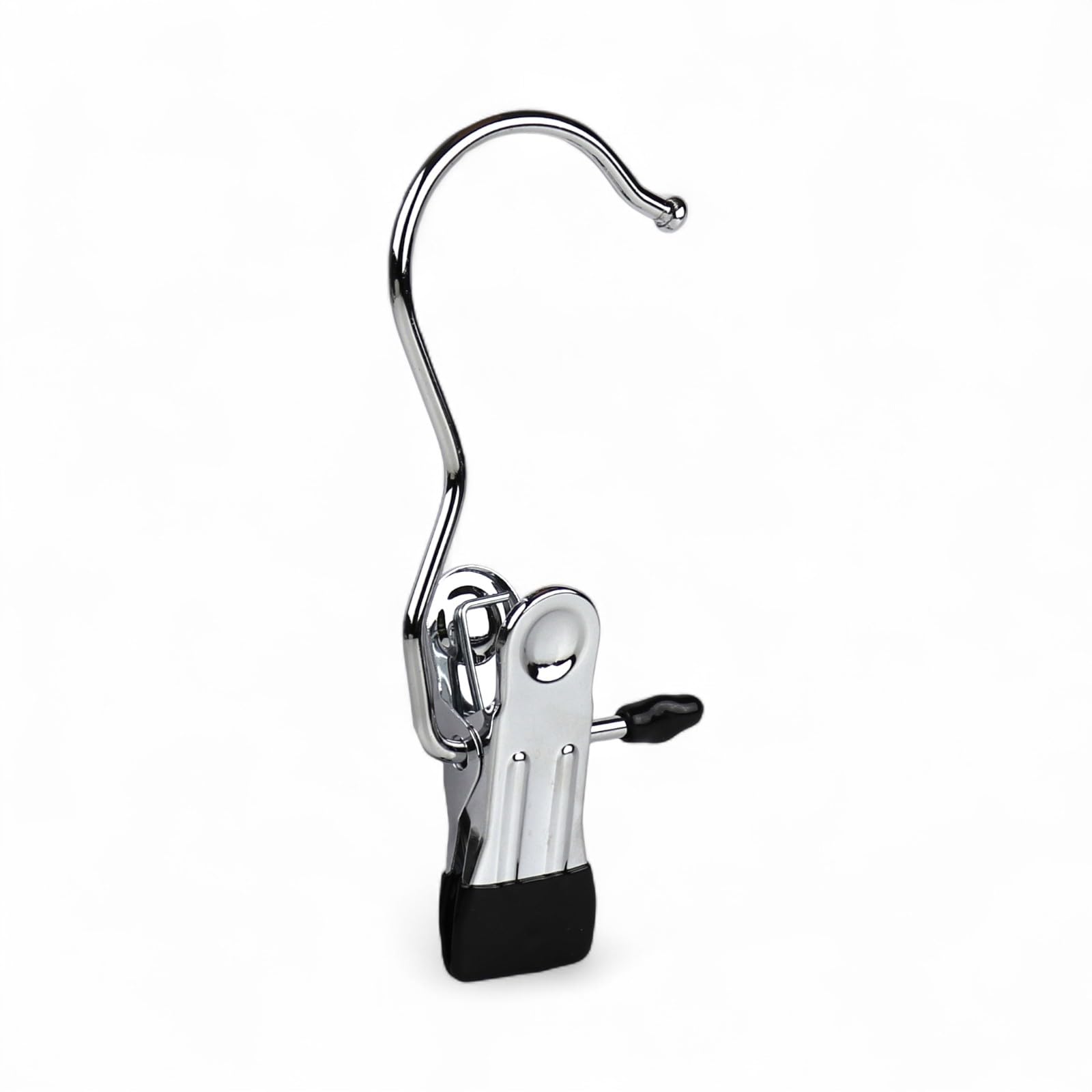 500x Single Metal Clip Hanger – Chrome Accessory Holder for Scarves, Boots, Socks, Gloves, Belts – Rubber-Dipped Grip – Compact, Anti-Rust Hook for Storage, Display, Travel, Retail Use