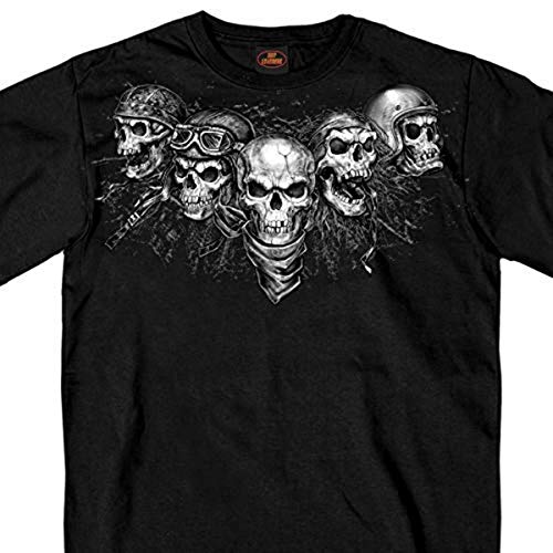 Hot Leathers Five Skull Men's T-Shirt (BLACK Large)