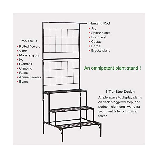 Metal 3-Tier Hanging Plant Stand Planter Shelves Flower Pot Organizer Rack Display Shelving Plants Shelf Unit Holder - Image 3