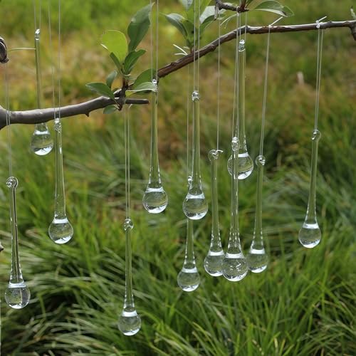 DAHI 10pcs 4Inch Christmas Glass Teardrop Ornaments Crystal Clear Glass Raindrop Ornaments for Christmas Tree Decorations (10pcs/4Inch)