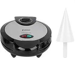 Pruie Casquinha de sorvete elétrica 1200 W com cone de waffle de rolo e tigela antiaderente Waffle máquina de ferro de assar caixa de aço inoxidável para café da manhã em casa