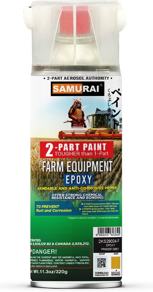 SAMURAI 2-Part Spray Paint Epoxy Primer for Farm Equipment (Primer White, Pack of 1 Can)