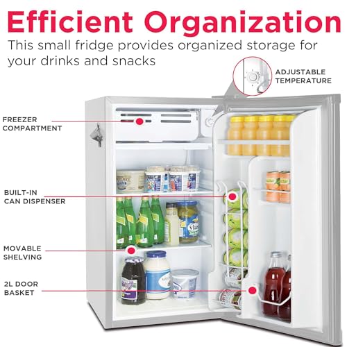 Frigidaire Retro Compact Fridge with Chiller, 3.2 cu ft Countertop Fridge with Built-In Bottle Opener, Compact Refrigerator for Office, Bedroom, Dorm Room or Cabin - 16.5"D x 19"W x 31"H (Moonbeam) by Frigidaire - Image 4