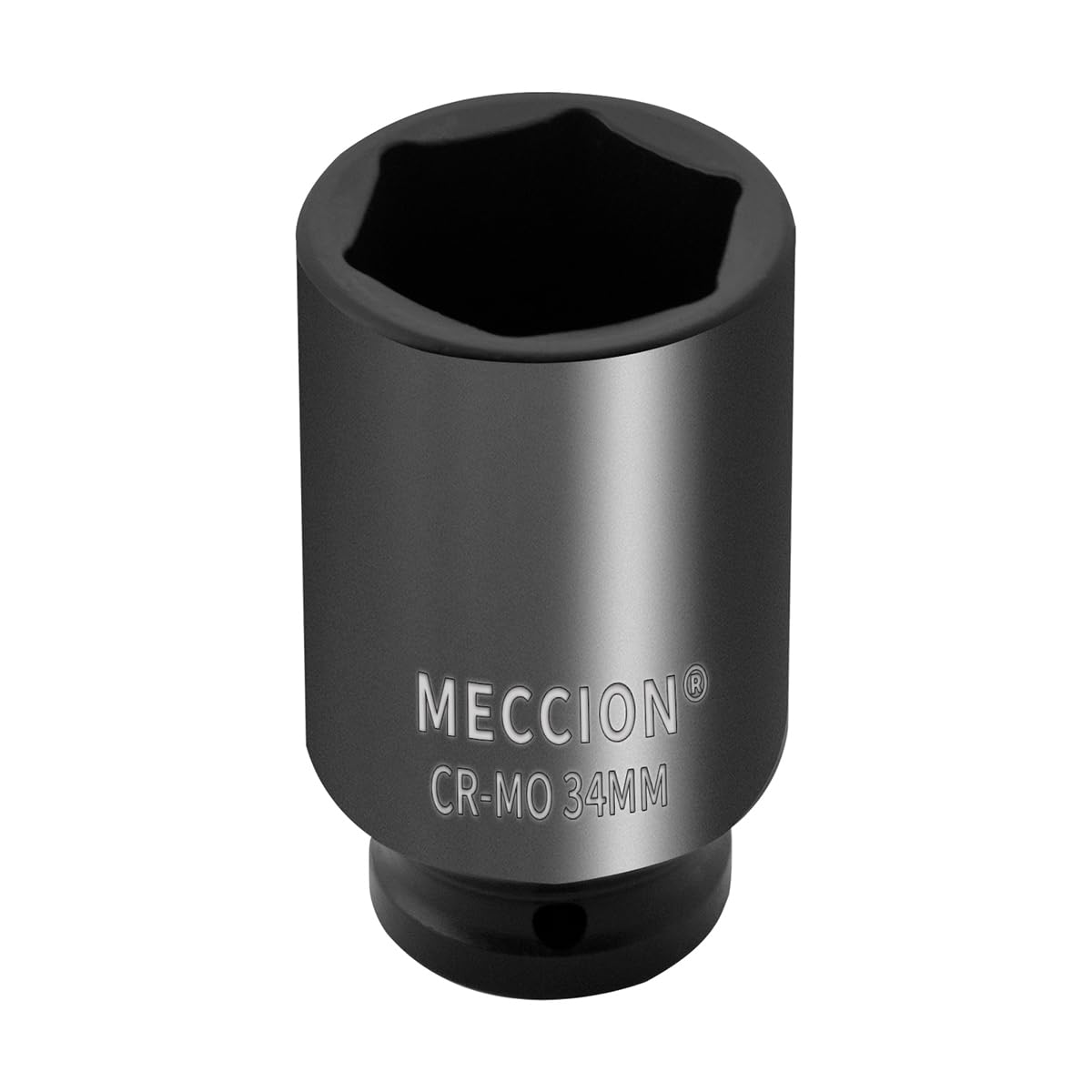 Meccion 1/2 Inch Drive Impact Socket 34mm Metric, 6 Point Cr-Mo Deep Impact Socket, 78mm Length