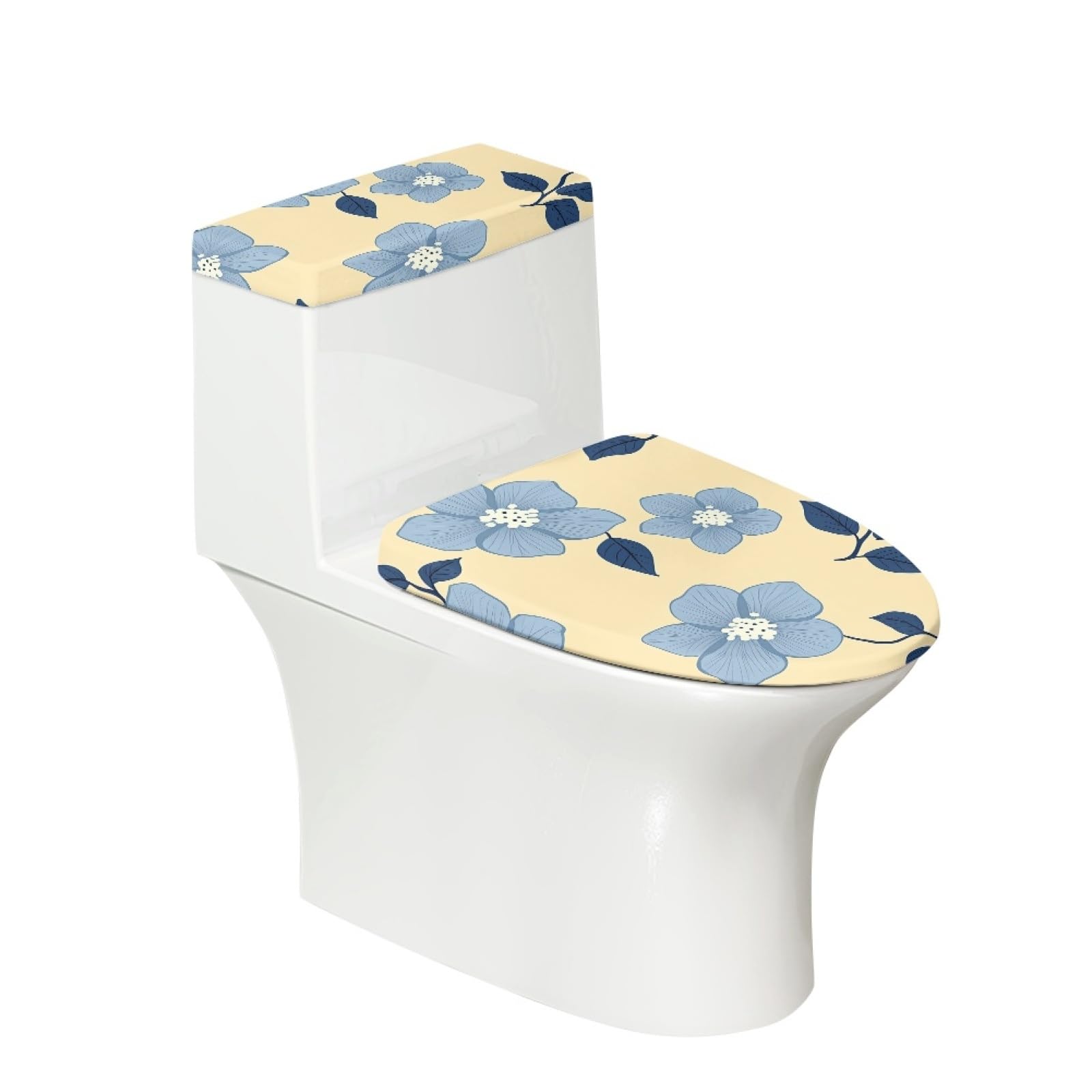 Housses de siège de toilette fleurs bleues pour une ambiance nature