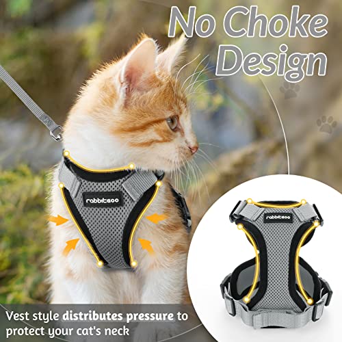 Image of rabbitgoo Cat Harness and Leash Set, Escape Proof Vest, Grey